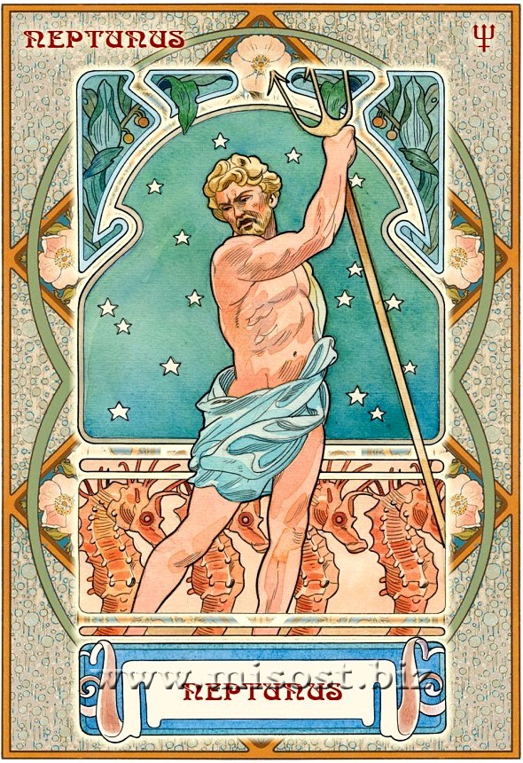 Astrological Oracle Cards. Art Nouveau